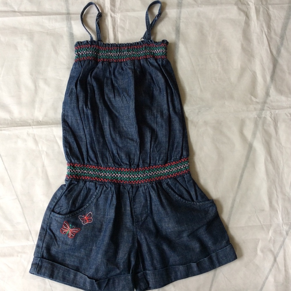 Pumpkin Patch Smocked Denim One-Piece Romper 10